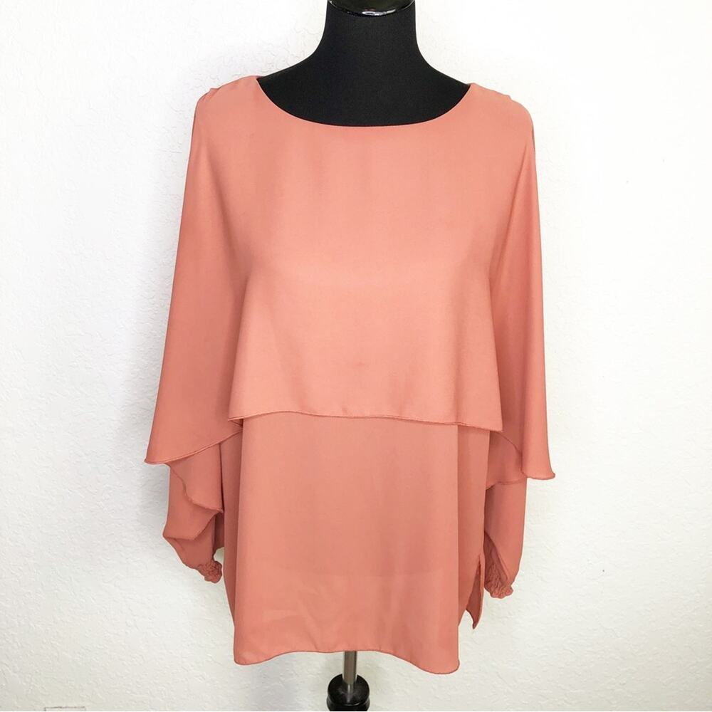 Soft Surroundings dusty pink cape style layered top size Medium